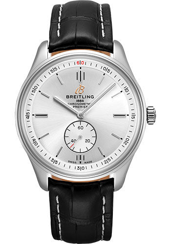 Breitling Premier A37340351G1P1 Automatic 40mm Steel Case - Silver Dial - Black Croco Strap