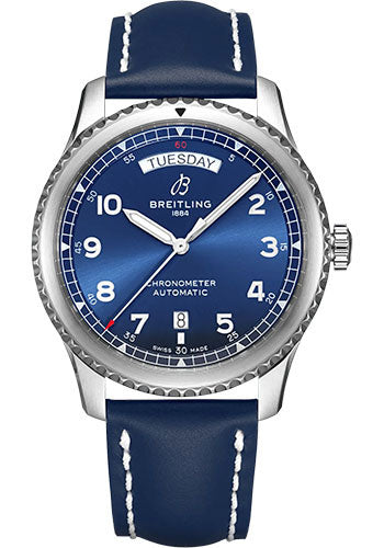 Breitling Aviator 8 A45330101C1X5 Automatic Day & Date 41 Stainless Steel - Blue Dial - Blue Calfskin Leather Strap - Folding Buckle Main image