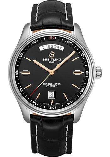 Breitling Premier A45340241B1P1 Automatic Day & Date 40mm Steel Case - Black Dial - Black Croco Strap Main image