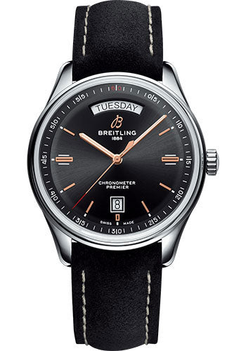 Breitling Premier A45340241B1X2 Automatic Day & Date 40mm Steel Case - Black Dial - Black Nubuck Strap Main image
