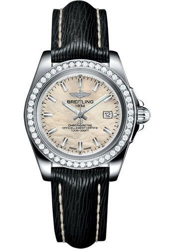 Breitling A7133053/A800/208X/A14BA.1 Galactic 32 Sleek Steel - Mother-Of-Pearl Dial - Black Sahara Strap - Tang Buckle Main image