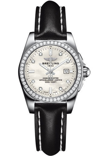 Breitling A7234853/A785/477X/A12BA.1 Galactic 29 SleekT Steel Case - Mother Of Pearl Dial - Black Leather Strap