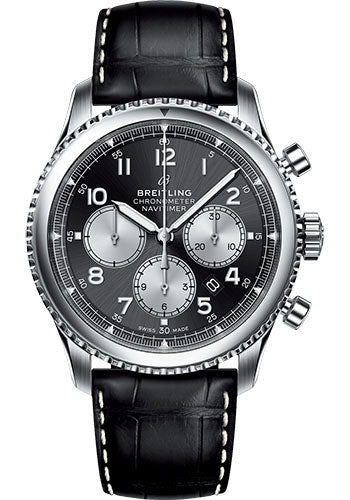 Breitling Aviator 8 AB0117131B1P1 B01 Chronograph 43 Steel Case - Black Dial - Black Croco Strap