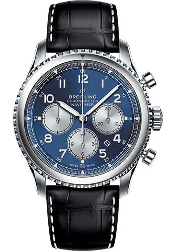 Breitling Aviator 8 AB0117131C1P1 B01 Chronograph 43 Steel Case - Blue Dial - Black Croco Strap