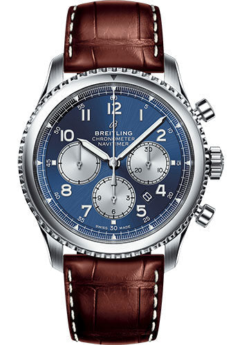 Breitling Aviator 8 AB0117131C1P2 B01 Chronograph 43 Steel Case - Blue Dial - Brown Croco Strap Main image