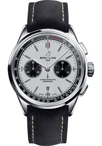Breitling Premier AB0118221G1X1 B01 Chronograph 42mm Steel Case - Silver Dial - Anthracite Nubuck Strap Main image