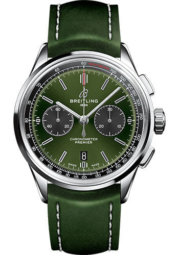 Breitling Premier AB0118A11L1X1 B01 Chronograph Bentley 42mm Steel Case - Green Dial - Green Leather Strap