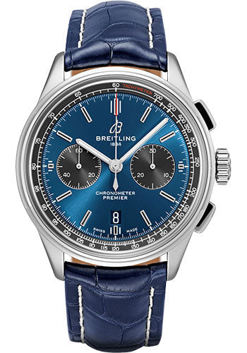 Breitling Premier AB0118A61C1P1 B01 Chronograph 42mm Steel Case - Blue Dial - Blue Croco Strap Main image