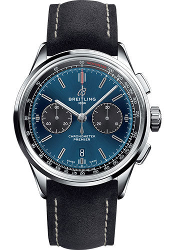 Breitling Premier AB0118A61C1X2 B01 Chronograph 42mm Steel Case - Blue Dial - Anthracite Nubuck Strap Main image