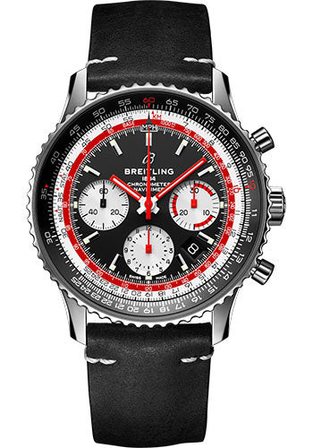 Breitling Navitimer AB01211B1B1X2 B01 Chronograph 43 Swissair Steel - Black Dial - Black Nubuck Strap - Folding Buckle