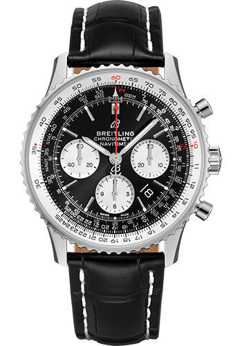 Breitling Navitimer AB0121211B1P2 B01 Chronograph 43 Steel - Black Dial - Black Croco Strap - Folding Buckle Main image