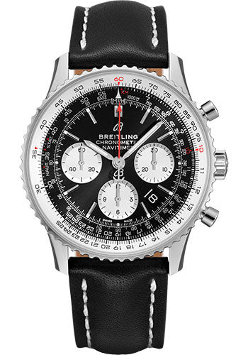Breitling Navitimer AB0121211B1X2 B01 Chronograph 43 Steel - Black Dial - Black Leather Strap - Folding Buckle Main image