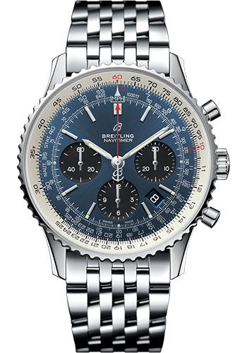 Breitling Navitimer AB0121211C1A1 1 B01 Chronograph 43 Steel Case - Mercury Silver Dial - Steel Pilot Bracelet