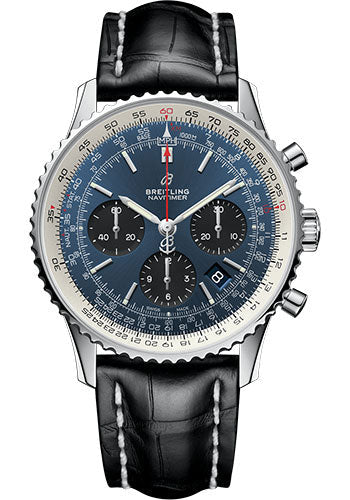 Breitling Navitimer AB0121211C1P1 1 B01 Chronograph 43 Steel Case - Blue Dial - Black Croco Strap