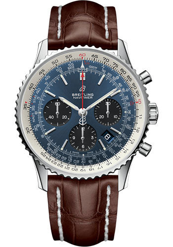 Breitling Navitimer AB0121211C1P4 B01 Chronograph 43 Steel - Blue Dial - Brown Croco Strap - Folding Buckle Main image