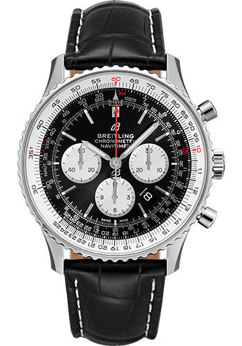 Breitling Navitimer AB0127211B1P2 B01 Chronograph 46 Steel - Black Dial - Black Croco Strap - Folding Buckle