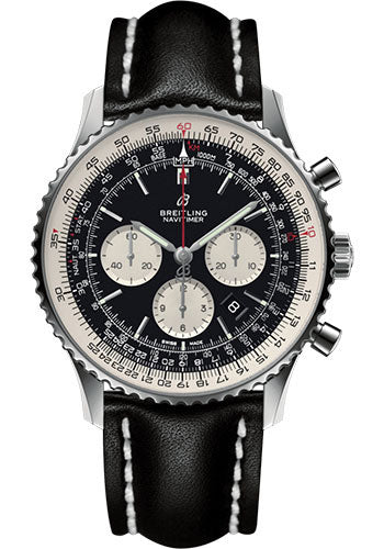 Breitling Navitimer AB0127211B1X2 B01 Chronograph 46 Steel - Black Dial - Black Leather Strap - Folding Buckle