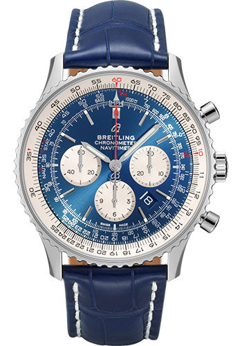 Breitling Navitimer AB0127211C1P2 B01 Chronograph 46 Steel - Aurora Blue Dial - Blue Croco Strap - Folding Buckle
