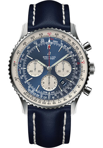Breitling Navitimer AB0127211C1X1 1 B01 Chronograph 46 Steel Case - Aurora Blue Dial - Blue Leather Strap