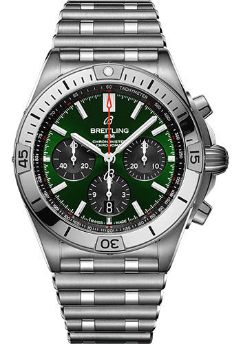 Breitling Chronomat AB01343A1L1A1 B01 42 Bentley Stainless Steel - Green Dial - Metal Bracelet