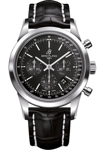 Breitling AB015212/BA99/743P/A20BA.1 Transocean Chronograph Steel - Black Dial - Black Croco Strap - Tang Buckle Main image