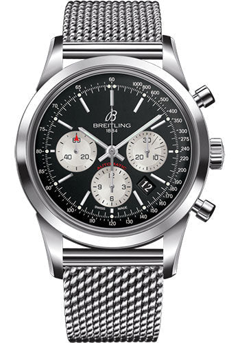 Breitling AB015212/BF26/154A Transocean Chronograph Steel - Black Dial - Steel Bracelet