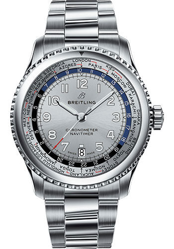 Breitling Aviator 8 AB3521U01G1A1 B35 Automatic Unitime 43 Steel Case - Mercury Silver Dial - Steel Professional III Bracelet
