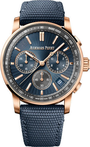 Audemars Piguet Code 11.59 26393OR.OO.A348KB.01 41mm Chronograph Pink Rose Gold Blue Dial
