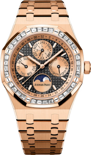 Audemars Piguet Royal Oak 26614OR.ZZ.1220OR.01 Perpetual Calendar Rose Pink Gold Black Dial Diamond Bezel Main image