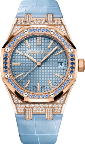 Audemars Piguet Royal Oak 15551OR.ZS.D344CR.01 Self Winding Pink Rose Gold/Diamonds 37mm Light Blue Dial Main image