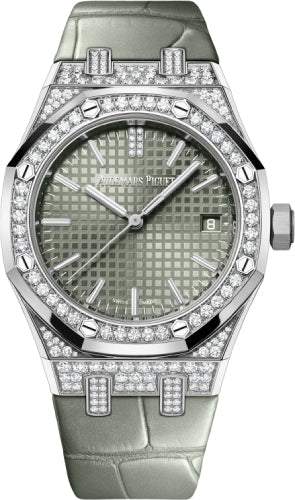 Audemars Piguet Royal Oak 15551BC.ZZ.D405CR.01 Self Winding White Gold/Diamonds 37mm Green Dial Main image