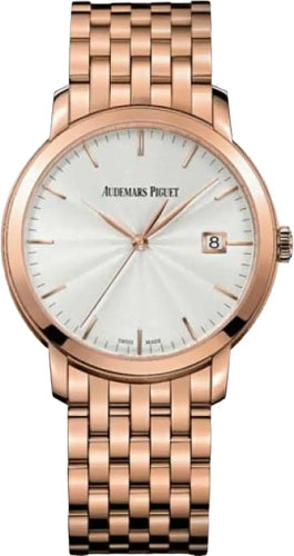 Audemars Piguet Jules Audemars 15172OR.OO.1270OR.01 Selfwinding 39mm Silver Guilloche Index Rose Gold
