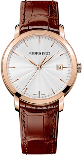 Audemars Piguet Jules Audemars 15170OR.OO.A809CR.01 Selfwinding 39mm Silver Guilloche Index Rose Gold