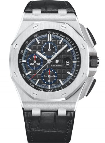Audemars Piguet Royal Oak Offshore 26411PO.OO.A002CR.01 Selfwinding Chronograph Platinum Black Index Dial & Ceramic Bezel Leather Bracelet
