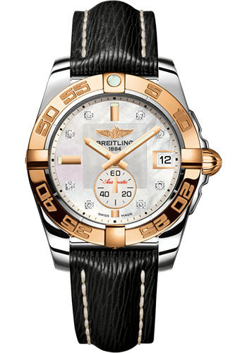 Breitling C3733012/A725/213X/A16BA.1 Galactic 36 Automatic Steel & rose Gold - Pearl Diamond Dial - Black Sahara Strap