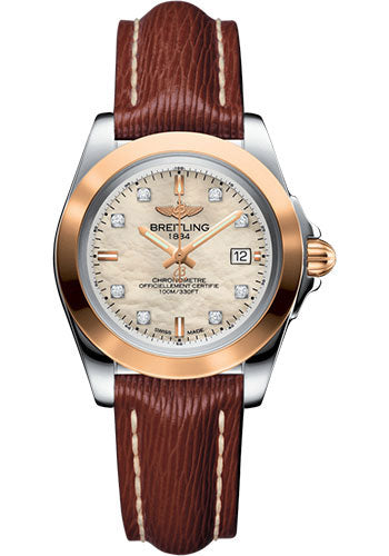 Breitling C7133012/A803/211X/A14BA.1 Galactic 32 Sleek Steel & rose Gold - Mother-Of-Pearl Diamond Dial - Brown Sahara Strap - Tang Buckle Main image