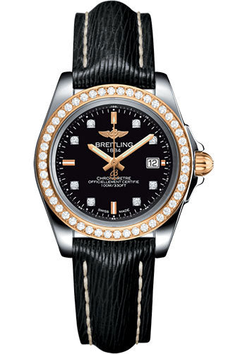 Breitling C7133053/BF64/208X/A14BA.1 Galactic 32 Sleek Steel & rose Gold, gem-set bezel - Trophy Black Diamond Dial - Black Sahara Strap Main image