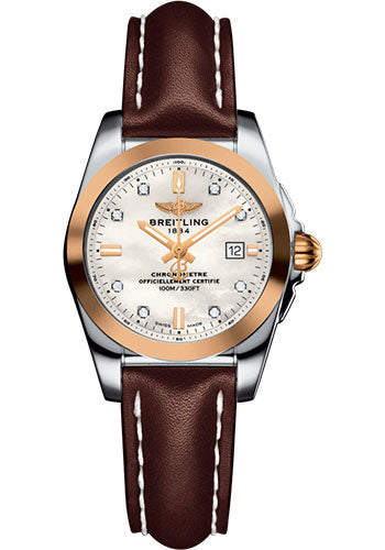 Breitling C7234812/A792/484X/A12BA.1 Galactic 29 Sleek Steel & rose Gold - Pearl Diamond Dial - Brown Leather Strap - Tang Buckle Main image