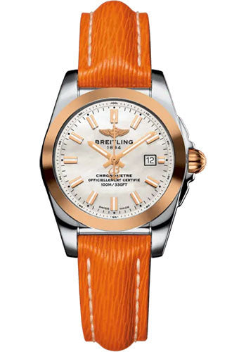Breitling C72348121A1X1 Galactic 29 Sleek Stainless Steel - Mother-Of-Pearl Dial - Orange Calfskin Leather Strap - Tang Buckle Main image
