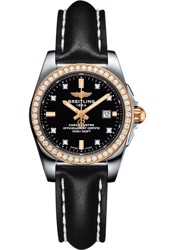 Breitling C7234853/BE86/477X/A12BA.1 Galactic 29 Sleek Steel & rose Gold, gem-set bezel - Trophy Black Diamond Dial - Black Leather Strap - Tang Buckle Main image