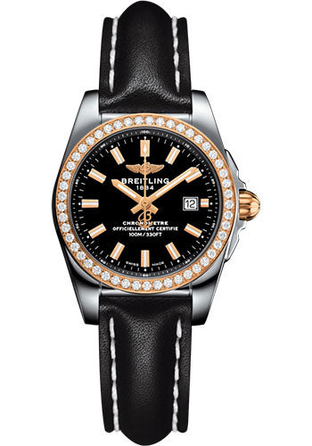 Breitling C7234853/BF32/477X/A12BA.1 Galactic 29 Sleek Steel & rose Gold, gem-set bezel - Trophy Black Dial - Black Leather Strap - Tang Buckle Main image