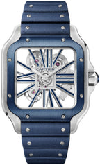 Cartier Santos de Cartier WHSA0026 Skeleton Large Manual Steel Interchangeable Metal And Rubber Bracelets
