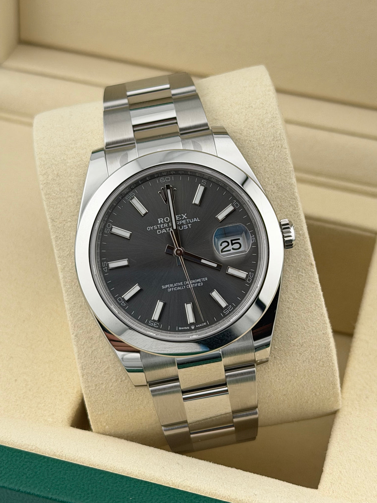 Rolex DateJust 126300 Oyster Smooth Stainless Steel Slate Dial