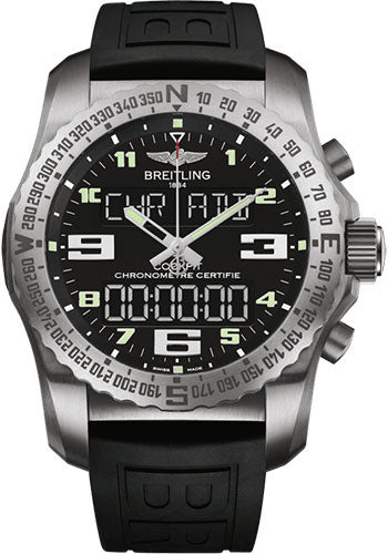 Breitling EB5010221B1S1 Cockpit B50 Titanium - Volcano Black Dial - Black Diver Pro III Strap - Folding Buckle