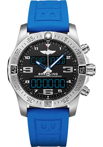 Breitling EB5510H21B1S1 Exospace B55 Titanium - Volcano Black Dial - Blue And Black Rubber Strap - Folding Buckle
