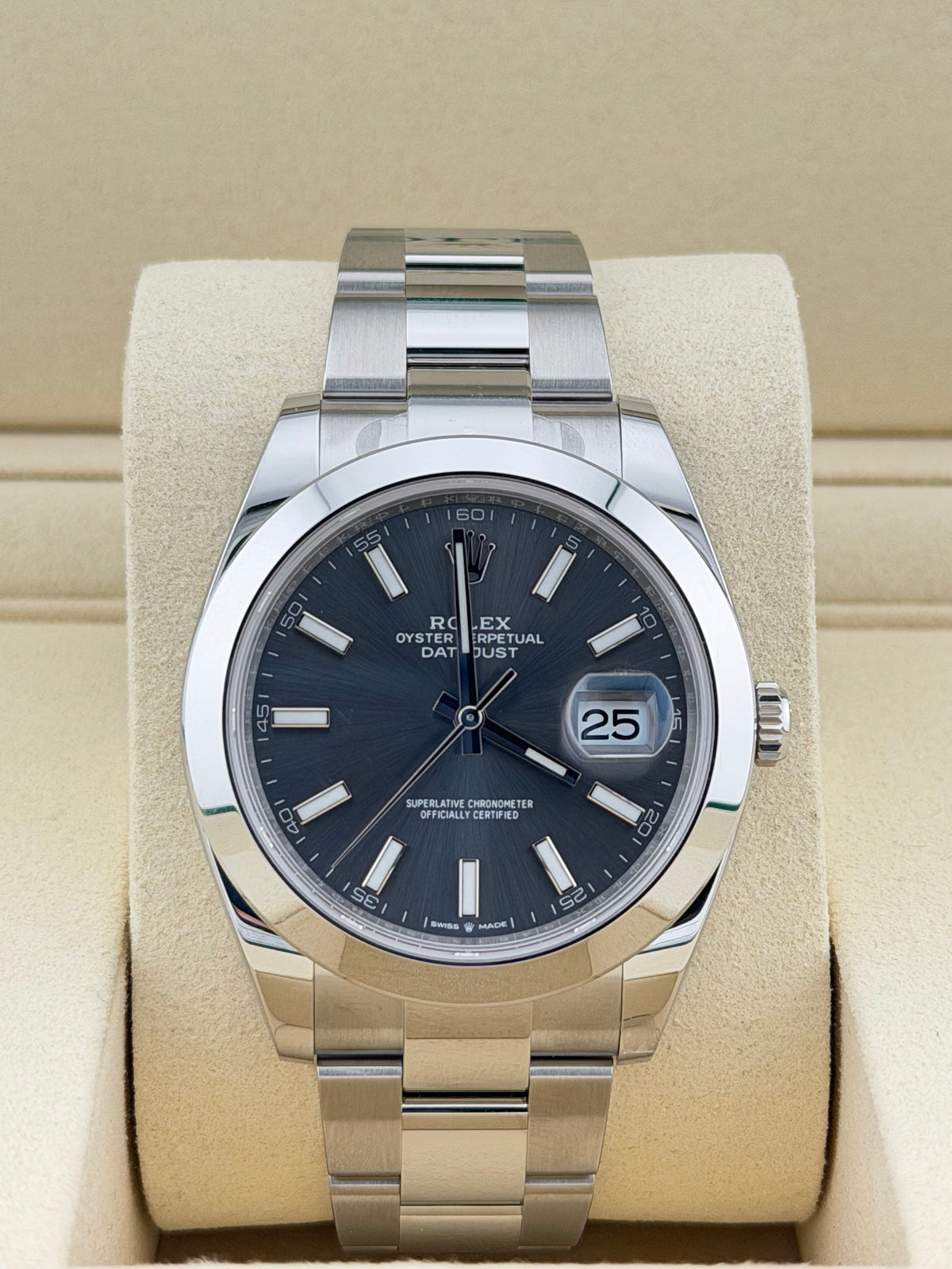 Rolex DateJust 126300 Oyster Smooth Stainless Steel Slate Dial