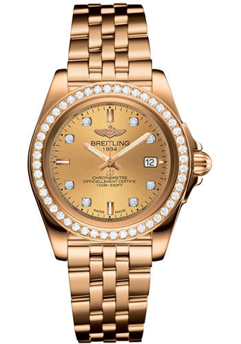 Breitling H7133053/H550/792H Breitling Galactic 32 Sleek Rose Gold - Diamond Bezel - Champagne Diamond Dial - Pilot Bracelet