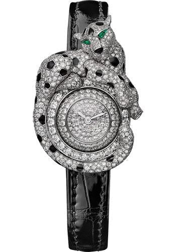 Cartier HPI00773 Panthere Espiegle de Cartier White Gold Diamond Case - White Gold Dial - Black Alligator Strap