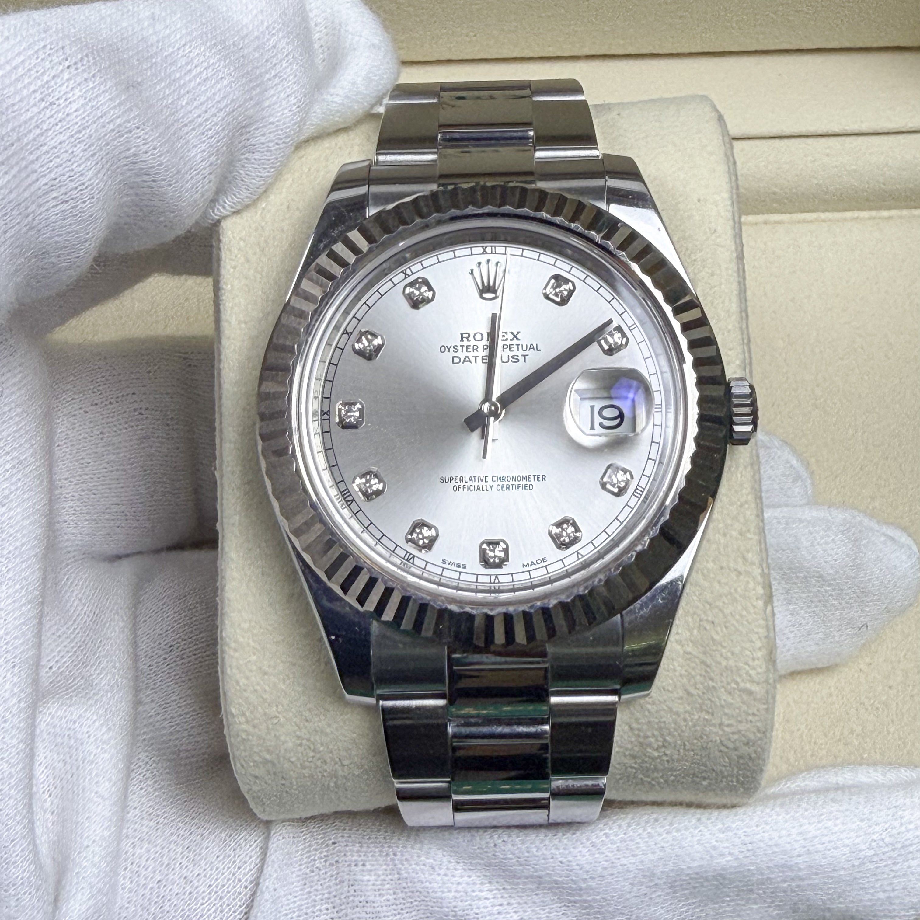 Rolex Datejust II  116334 Diamond Silver Dial