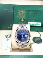 Rolex Datejust 126334 Jubilee Stainless Steel New Bright Blue Dial Fluted Bezel